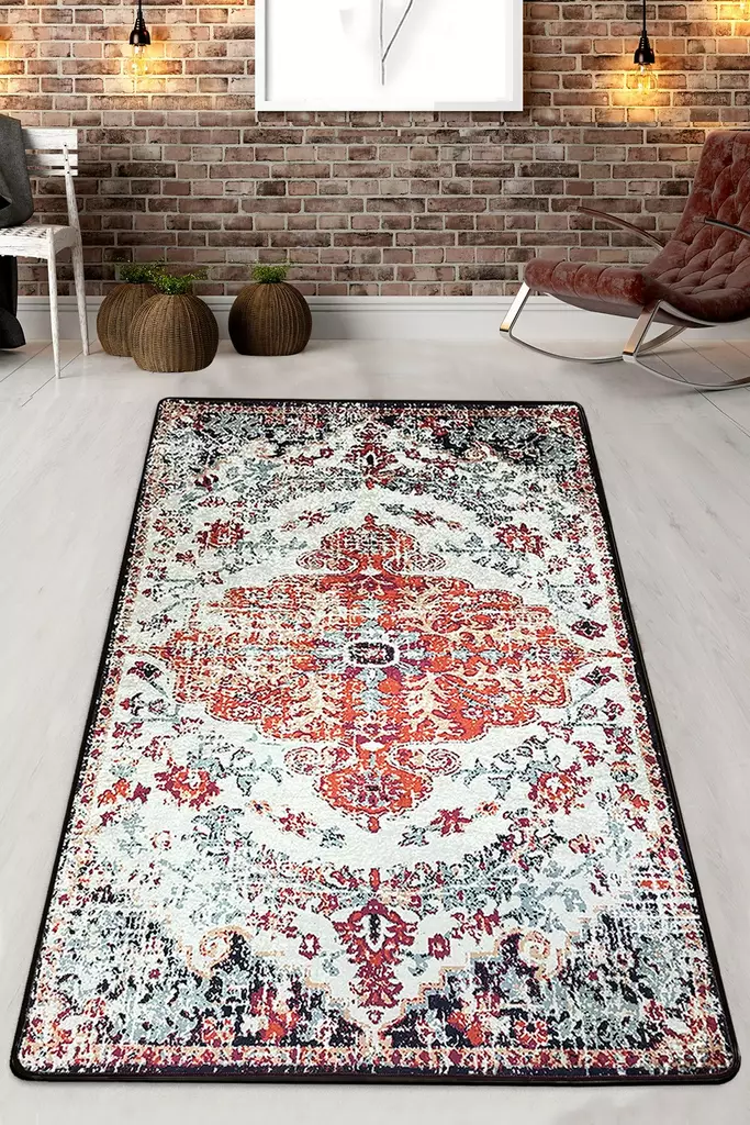 Monivärinen Antibakteerinen Matto 200x290 cm - 100% Polyesteri, Konepestävä, Liukumaton, 10 mm Nukka, 700 gr/m² - Suuret ja keskikokoiset matot - 8683342189941 - 1