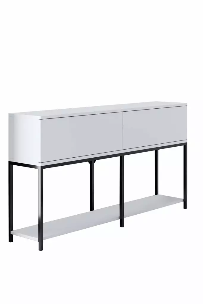 Monivärinen Konsoli - Musta Valkoinen - 100% Melamiinipinnoitettu Lastulevy - 150x80x30 cm - Metallijalat - Lipastot ja senkit - 8684282484141 - 1