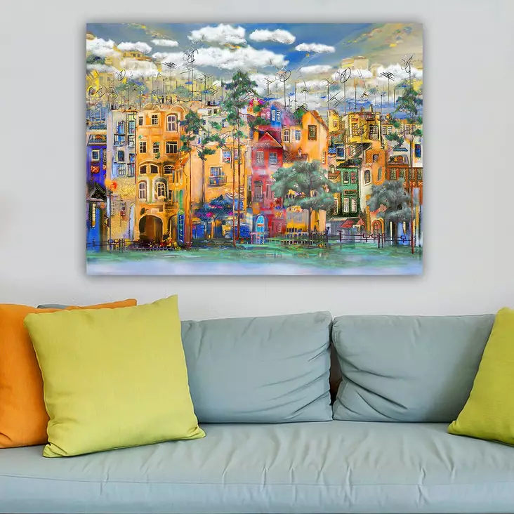 Monivärinen Koristeellinen Canvas-taulu 70x100 cm - 100% Puukehys, 3 cm Paksuus - Kestävä ja Helppo Ripustaa - Taulut ja kehykset - 8682870223141 - 1