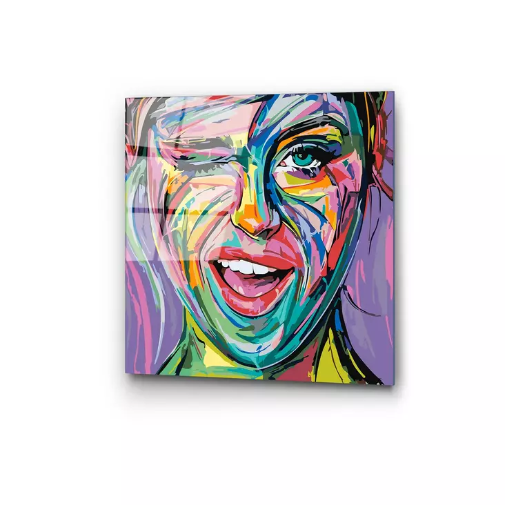 Monivärinen Koristeellinen Karkaistu Lasi Maalaus 50x50 cm - Kestävä ja Värikäs Sisustuselementti - Taulut ja kehykset - 8684282240891 - 1