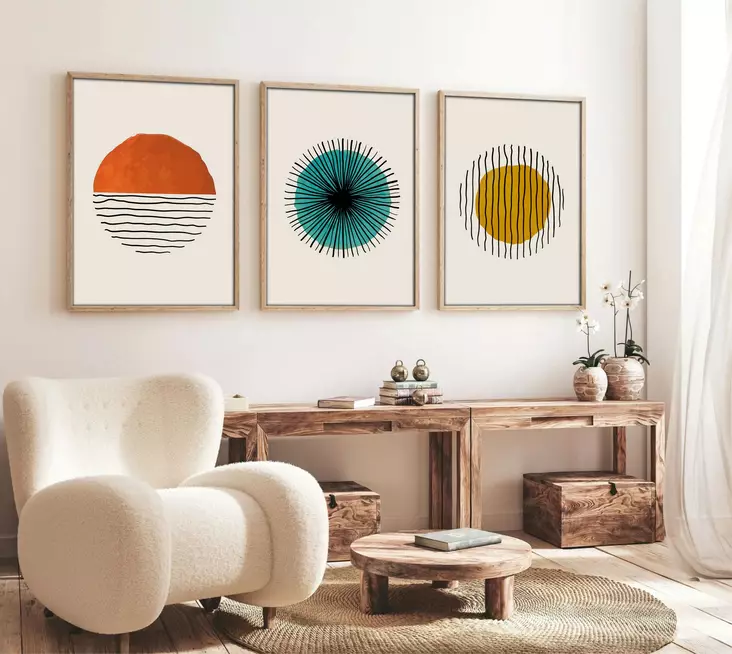 Monivärinen MDF-seinätaulu 3-osainen - 30x40 cm - Koristeellinen Kehystetty Taulu - Korkealaatuinen Puu ja MDF - Taulut ja kehykset - 8684282337751 - 1