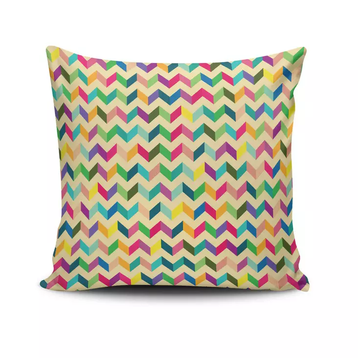 Monivärinen Sisustustyyny 43x43 cm - 50% Puuvilla, 50% Polyesteri, Konepestävä, Silikonitäyte, Piilovetoketju - Koristetyynyt - 8681181473511 - 1