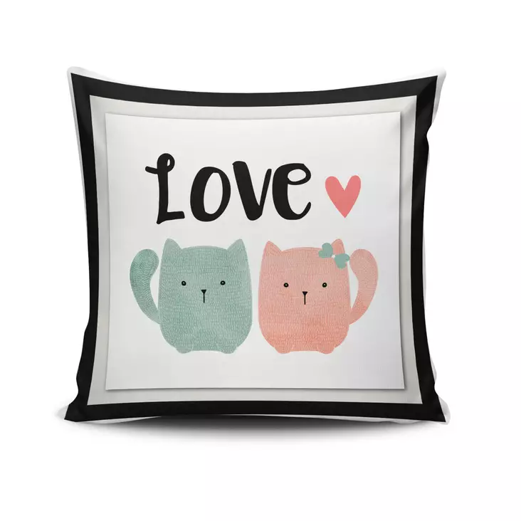 Monivärinen Tyynynpäällinen 43x43 cm - 50% Puuvilla, 50% Polyesteri, Konepestävä, Silitysmahdollisuus, Piilovetoketju - Koristetyynyt - 8681181739471 - 1