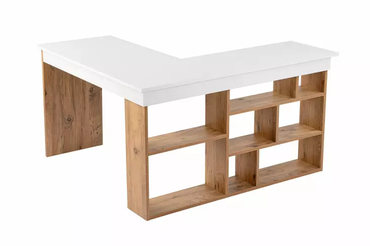 Opiskelupöytä, Valkoinen Atlantinmänty, 100% Melamiinipinnoitettu Lastulevy, 130x72x120 cm, Kestävä ja Tyylikäs - Työpöydät - 8684283440061 - 1