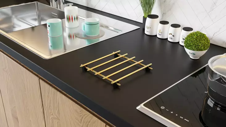 Pannunalunen, kulta, 2 x 20 x 20 cm, kestävä, käytännöllinen - Päivittäiskeittiötarvikkeet - 8682870729681 - 1