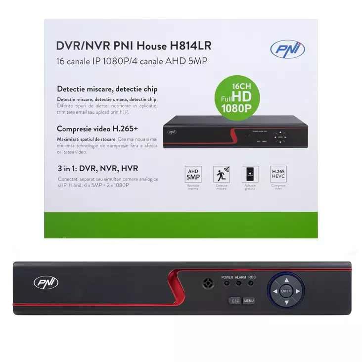 PNI House H814LR DVR / NVR - 16 Full HD 1080P IP -kanavaa tai 4 5MP analogista kanavaa - PNI tuotteet - 5949066524301 - 1