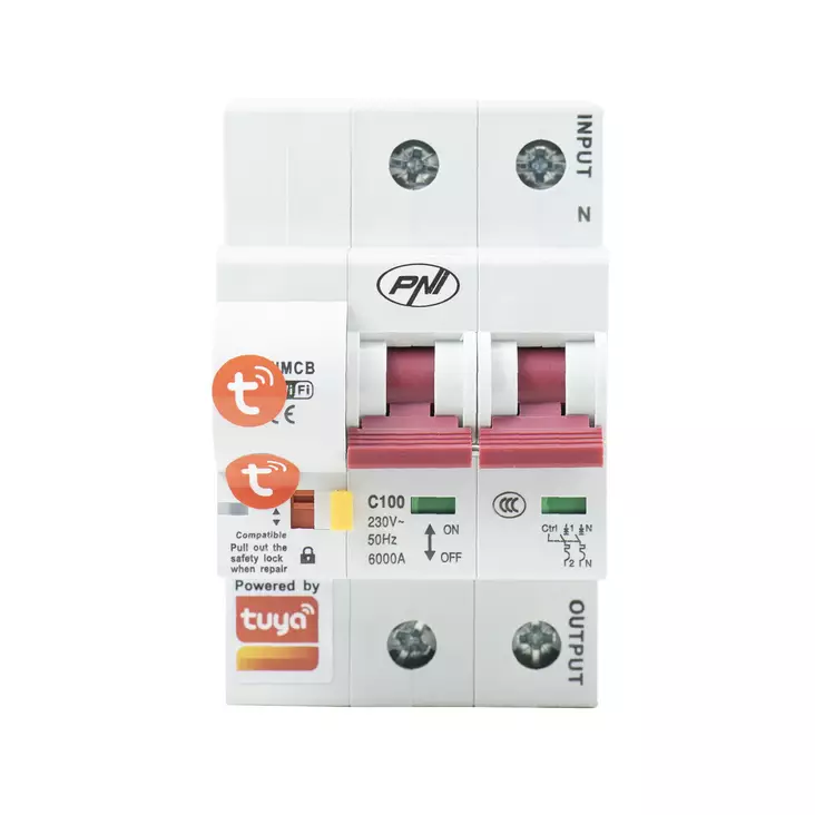 PNI SafeHome PT802P WiFi, 2P, 100A, Internet-ohjaus, PNI Smart -mobiilisovellus tai Tuya, Alexa ja Google Assistant yksivaiheinen sulake 230V - PNI tuotteet - 5949066519161 - 1