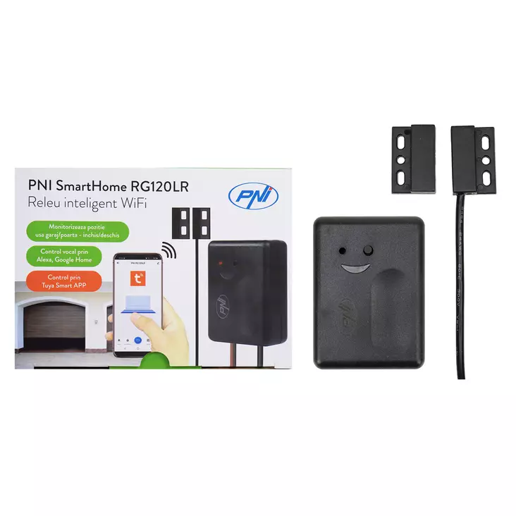 PNI SmartHome RG120LR WiFi-älyrele, joka ohjaa internet-ohjattua autotallin oven / portin avauskomentoa Tuya Smart -sovelluksella, yhteensopiva Amazon Alexan ja Google Homen kanssa - PNI tuotteet - 5949066524691 - 1