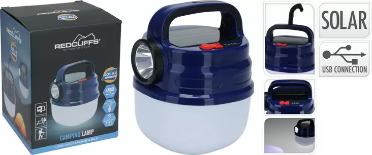 Retkivalo aurinkoladattava led, 6 tilaa, usb, 1200mah - Kotitaloustavarat - 8720573908191 - 1