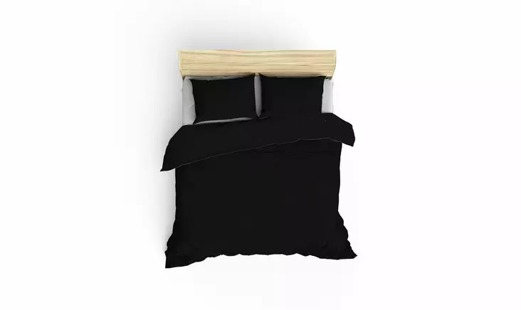 Satiininen tuplapussilakanasetti, musta, 200 x 220 cm, pehmeä, kestävä - Lakanat ja tyynyliinat - 8681875061581 - 1