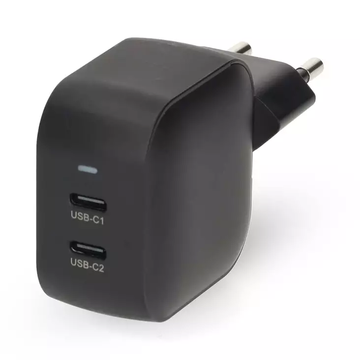 Seinälaturi | 35 W | GaN | PD3.0 | 1.75 / 2.33 / 2.92 / 3.0 A | Lähtöliitäntöjen määrä: 2 | 2x USB-C | Automaattinen Jännitteen Valinta | Musta - Verkkolaturit - 5412810470181 - 1