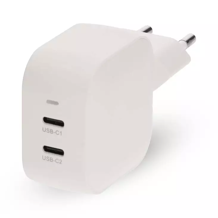 Seinälaturi | 45 W | GaN | PD3.0 | 2.25 A / 3.0 A | Lähtöliitäntöjen määrä: 2 | 2x USB-C | Automaattinen Jännitteen Valinta | Valkoinen - Verkkolaturit - 5412810470211 - 1