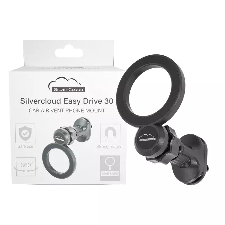 Silvercloud Easy Drive 30 Magsafe-tyyppinen magneettinen matkapuhelimen pidike, kiinnitetään tuuletusritilään - PNI tuotteet - 5949066545481 - 1