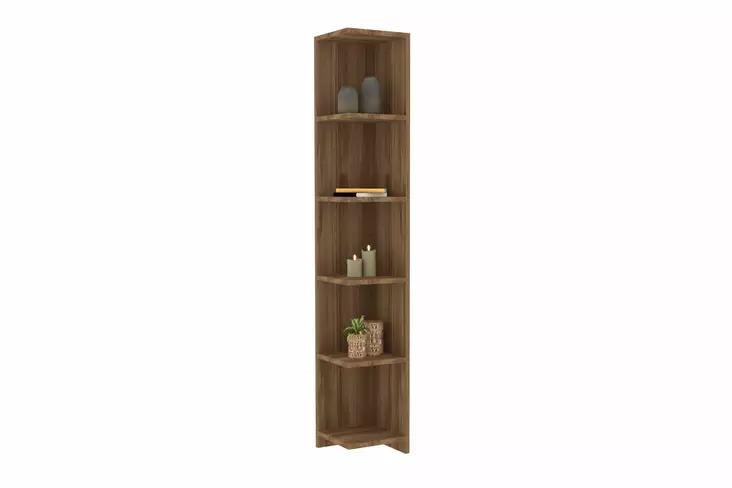Skandinaavinen Kirjahylly - Tyylikäs ja Kestävä 160 cm Korkea, 25 cm Leveä, 18 mm Paksu, Pähkinänvärinen - Kirjahyllyt - 8683342851701 - 1