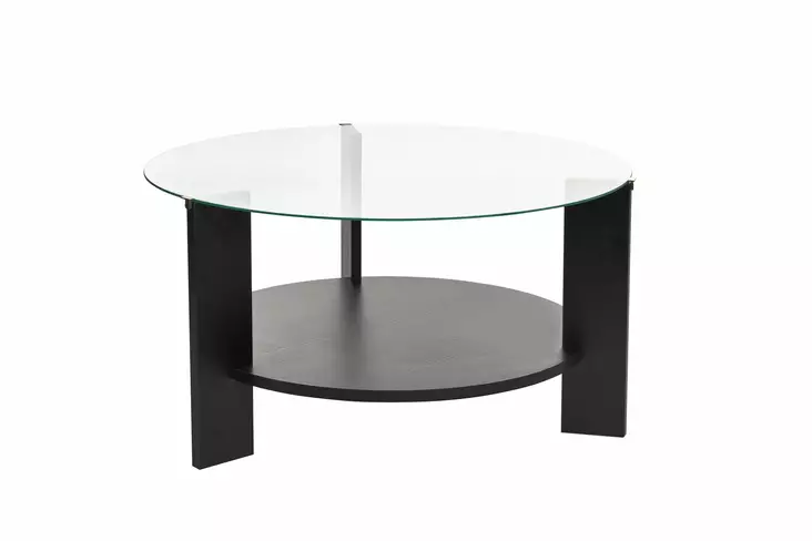 Sohvapöytä - Tyylikäs ja Kestävä 100% Karkaistu Lasi, Melamiinipinnoitettu Runkolevy, 75x40x75 cm, Musta ja Läpinäkyvä - Sohvapöydät - 8684283687671 - 1