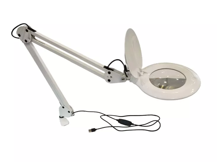 Suurennuslasivalaisin LED USB valkoinen, 3xsuurentava, 12W, säädettävä valo - Lattia- ja pöytävalaisimet - 6438168121031 - 1