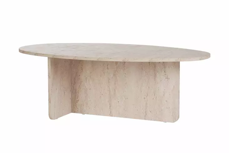 Travertiini Sohvapöytä - 100% Melamiinipinnoitettu Lastulevy, 18mm, 120x40x65cm, Helppo Koota, Tyylikäs ja Kestävä - Sohvapöydät - 8684283887651 - 1