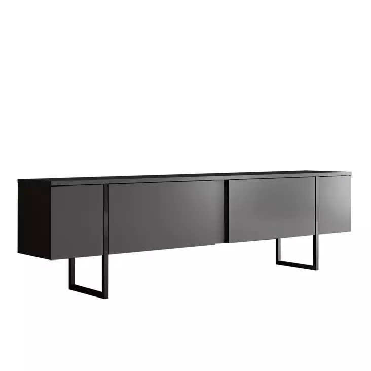 TV-taso, antrasiitti musta, 180 cm leveä, kestävä, tilava - TV-tasot - 8683743790951 - 1