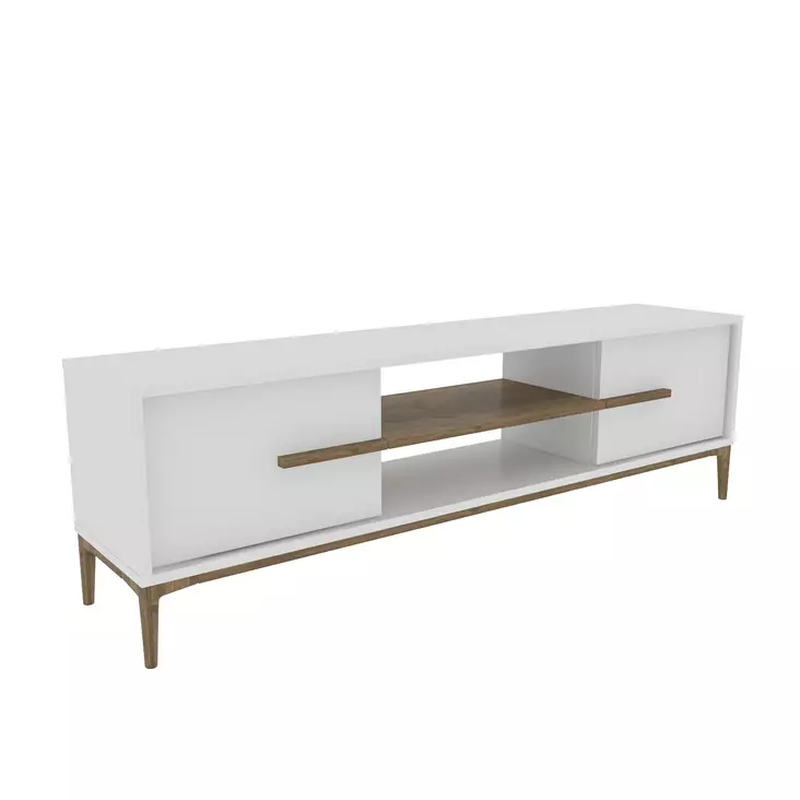 TV-taso, Valkoinen Pähkinä, 100% Melamiinipinnoitettu, 18mm, 120x43,6x29,6cm, Tyylikäs ja Kestävä Huonekalu - TV-tasot - 8683743959761 - 1