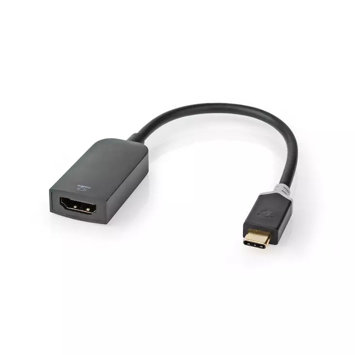 USB-C Sovitin | USB 3.2 Gen 1 | USB-C Uros | HDMI Ulostulo | 4K@60Hz | 0.20 m | Pyöreä | Kullattu | PVC | Antrasiitti | Laatikko - Tietokone ja verkko - 5412810331161 - 1