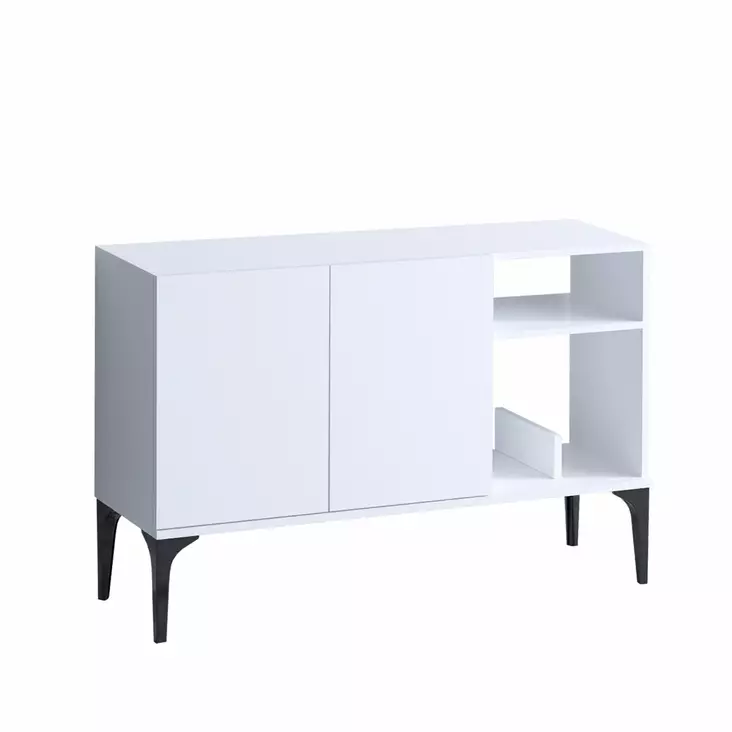 Valkoinen Moderni Konsoli - 100% Melamiinipinnoitettu Lastulevy, 120x80x40 cm, Tyylikäs ja Kestävä Huonekalu - Lipastot ja senkit - 8683743015931 - 1