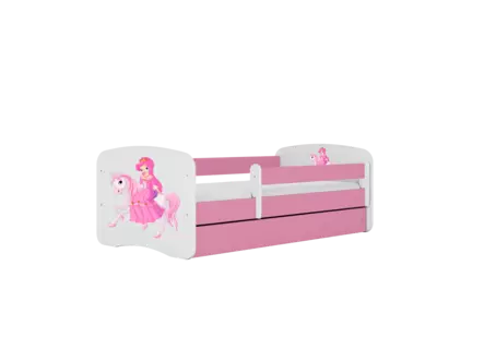 Babydreams lastensänky 160x80cm säilytyslaatikolla - Prinsessa ratsulla, vaaleanpunainen - Lasten huonekalut - TN-227052 - 1