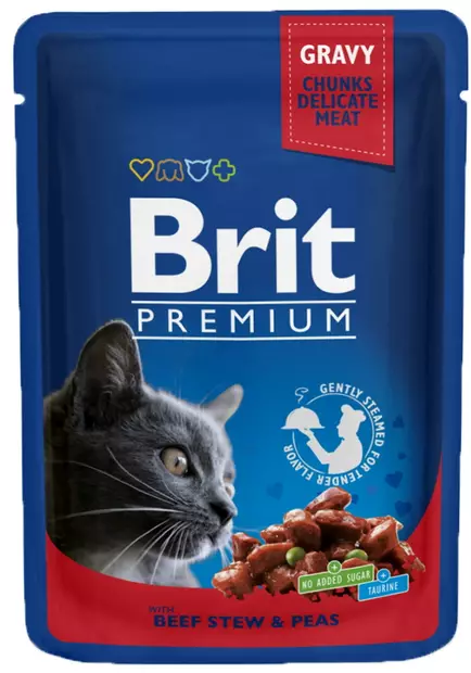 Brit Cat naudanliha-herne kastik. 100 g - Märkäruoka - 8595602505982 - 1