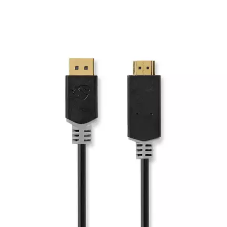 DisplayPort kaapeli | DisplayPort uros | HDMI liitin | 4K@30Hz | Kullattu | 3.00 m | Pyöreä | PVC | Antrasiitti | Laatikko - Tietokone ja verkko - 5412810335862 - 1