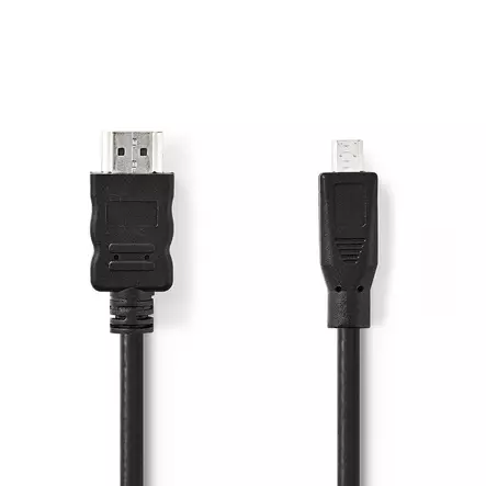 High Speed HDMI Kaapeli Ethernet | HDMI liitin | HDMI Micro | 4K@30Hz | 10.2 Gbps | 2.00 m | Pyöreä | PVC | Musta | Laatikko - HDMI-kaapelit - 5412810289912 - 1