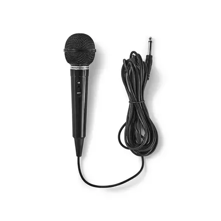 Mikrofoni | Kardioidi | Kiinteä kaapeli | 5.00 m | 80 Hz - 12 kHz | 600 Ohm | -75 dB | On/off-kytkin | ABS-Muovi | Musta - Mikrofonit ja karaokelaitteet - 5412810283842 - 1