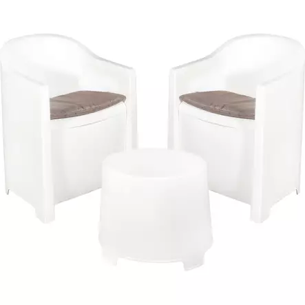 Puutarhapöytä ja tuolit Luna valkoinen - Pihakalusteryhmät - 8009271058002 - 1