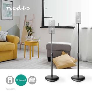 Kaiutinteline | Sopii käytettäväksi: Yleismalli | Lattia | 4.5 kg | Säädettävä korkeus | ABS-Muovi / Teräs | Musta - Kaiutintelineet - 5412810333912 - 2