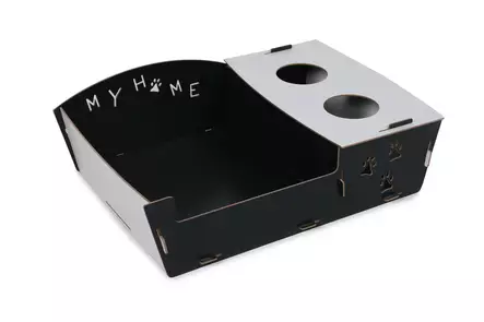 Kissanpeti MDF Musta Valkoinen 60x40x15 cm - Tyylikäs ja Mukava Kissan Lepopaikka Helposti Koottava ja Purettava - Kissan pedit - 8682870971622 - 1