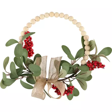 Kranssi Puuhelmi 40cm Winteria - Joulukoristeet ja -tekstiilit - 6410416309842 - 1