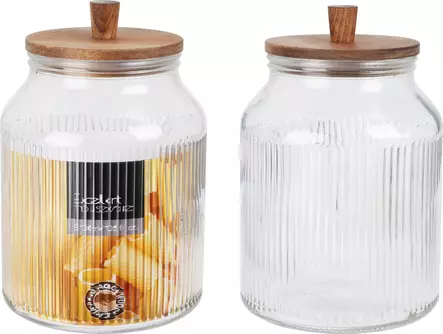 Lasinen säilytyspurkki 3100ml, akasiakansi, silikonitiiviste - Kotitaloustavarat - 8721037372022 - 1