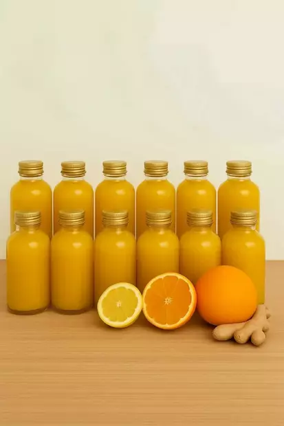 Lasipullosetti 12 kpl - Keittiötarvikkeet - Läpinäkyvä Kulta - 100% Lasi - 4,5 x 11 cm - Astianpesukoneen kestävä - Tarjoiluastiat - 8684283873722 - 2