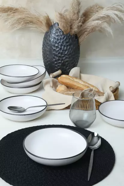 Matta Valkoinen Salaattikulho Setti 6 kpl - 100% Keraaminen, Antibakteerinen, Mikroaaltouuni- ja Astianpesukoneenkestävä - Tarjoiluastiat - 8684283440702 - 2