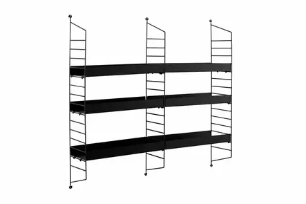 Metallinen Musta Seinä Hylly 98x21x100 cm - Tyylikäs ja Kestävä Sisustuselementti Helppoon Asennukseen - Seinähyllyt - 8684283715312 - 1