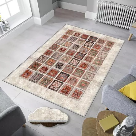 Monivärinen eteisen matto käytävämatto 100x200 cm - 100% Polyesteri, Antibakteerinen, Konepestävä, PVC Liukumaton Alusta - Suuret ja keskikokoiset matot - 8682870070202 - 2