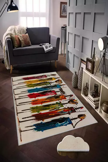 Monivärinen eteisen matto käytävämatto 80x200 cm - Antibakteerinen, Konepestävä, Liukumaton PVC-pohja, 3D Digitaalinen Painatus - Pienet matot ja käytävämatot - 8681875848212 - 2