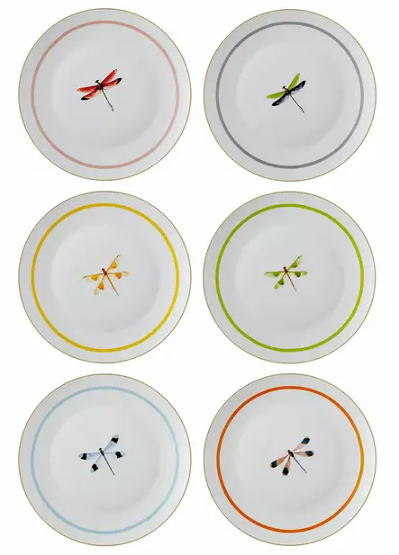 Monivärinen Posliininen Lautassetti (6 kpl) - Kestävä ja Tyylikäs Astiasto, Koko 27x27x2 cm, Astianpesukoneen Kestävä - Tarjoiluastiat - 8684283782512 - 1