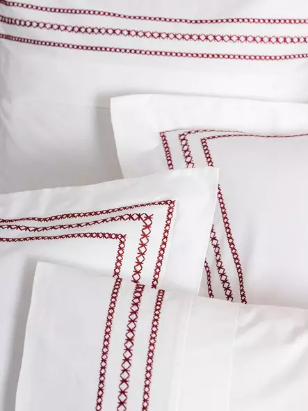 Tuplapussilakanasetti, valkoinen viininpunainen punainen, 200 x 220 cm, pehmeä, kestävä - Lakanat ja tyynyliinat - 8684283402342 - 2