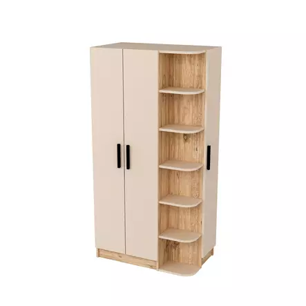 Tyylikäs ja Kestävä Vaatekaappi - Atlantic Pine Beige, 100% Melamiinipinnoitettu, 90x181,8x50 cm, 18 mm Paksuus - Vaatekaapit - 8684282530022 - 1