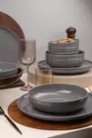 12-osainen Posliiniastiasto - Anthracite - Mikroaaltouuni- ja Astianpesukoneenkestävä - 4 x 27 cm, 4 x 20 cm, 4 x 15 cm - Tarjoiluastiat - 8684283203642 - 2