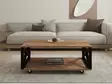2-Tasoinen Monikäyttöinen Sohvapöytä, Atlantic Pine, 100% Melamiinipinnoitettu, 98x33,6x60 cm, Pyörillä, Lisäsäilytys - Sohvapöydät - 8682870286542 - 3