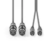 Balansoitu Audiojohto | 2x XLR 3-Pin naaras | 2x RCA uros | Niklattu | 3.00 m | Pyöreä | PVC | Tummanharmaa | Pahvikotelo - Audiokaapelit - 5412810295852 - 10