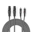 Balansoitu Audiojohto | 2x XLR 3-Pin naaras | 2x RCA uros | Niklattu | 3.00 m | Pyöreä | PVC | Tummanharmaa | Pahvikotelo - Audiokaapelit - 5412810295852 - 1