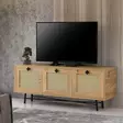 TV-taso, Huonekalut, Tammi Musta, 100% Melamiinipinnoitettu Lastulevy, 18mm, 140x55x40cm, Useita Hyllyjä, Seinäkiinnitys - TV-tasot - 8682870168602 - 2