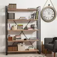 Teollinen Kirjahylly - Atlantic Pine Musta, 130x180x35 cm, 100% Melamiinipinnoitettu, Metalli Runko, Kiinnitettävä Seinä - Kirjahyllyt - 8681875315592 - 3