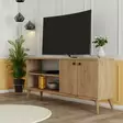TV-taso, Tammi, 100% Melamiinipinnoitettu Lastulevy, 138x60x29,5 cm, Useita Hyllyjä, Kiinnitettävä Seinäkiinnitys - TV-tasot - 8683342214452 - 1